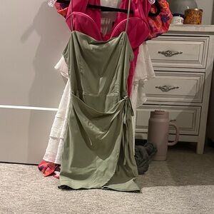 Chic Olive Green Mini Dress